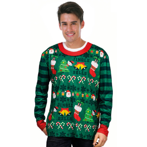 Adult Green Christmas Sweater Top - One Size