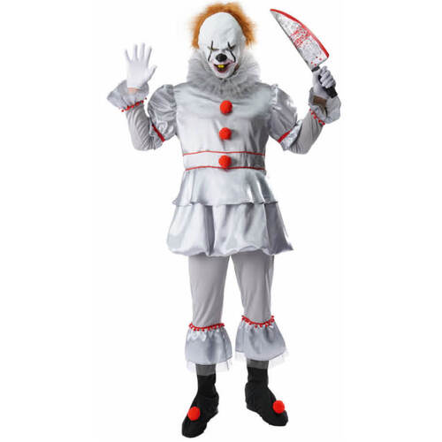 Mens Stephen King's It Pennywise Evil Clown Halloween Costume Party Outfit