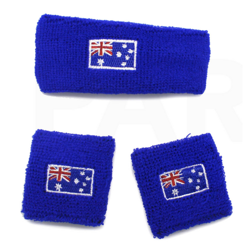 Australia Day Australian Flag Head Hand & Wrist Band Set Sweatband Accessories