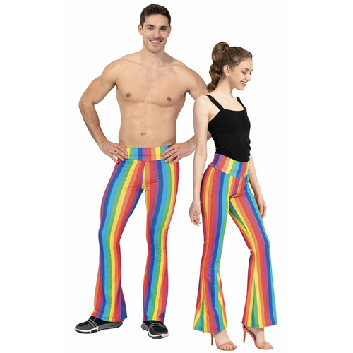 Adult Rainbow Stripe Flare Pants LGBT Costume Mardi Gras Festival Gay Pride