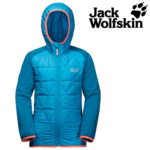 Jack Wolfskin G Grassland Hybrid Girls Jacket Hooded Reflective Water Resistant