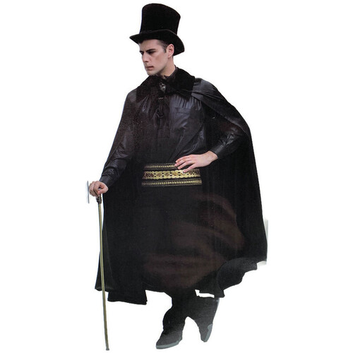 Adult Cape Cloak Collared Robe Halloween Vampire Witch Wizard 140cm Collar - Black