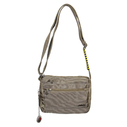 FIB Mens East West Crossbody Bag Adjustable Shoulder Strap Travel Wallet - Sand