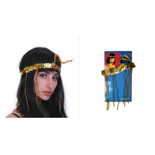 CLEOPATRA HEADPIECE Egyptian Beaded Headband Headdress Fancy Costume Sequin
