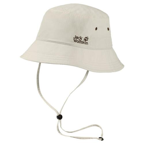 JACK WOLFSKIN Supplex Bucket Hat Sun Cap Floppy Fishing Camping - White Sand	