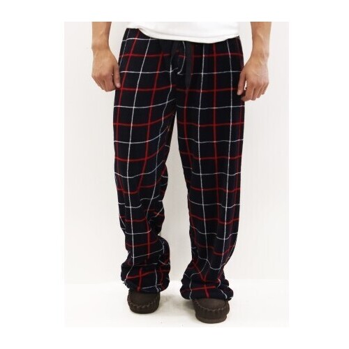 Mens Pyjama Pants Warm Winter Comfortable - Navy and Red