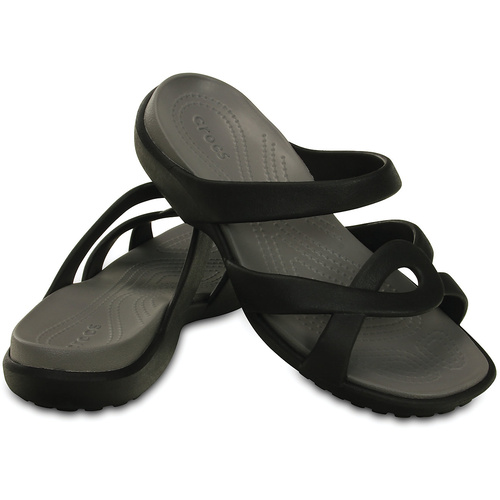 Crocs Womens Meleen Twist Sandals Flip Flops Thongs - Black/Smoke