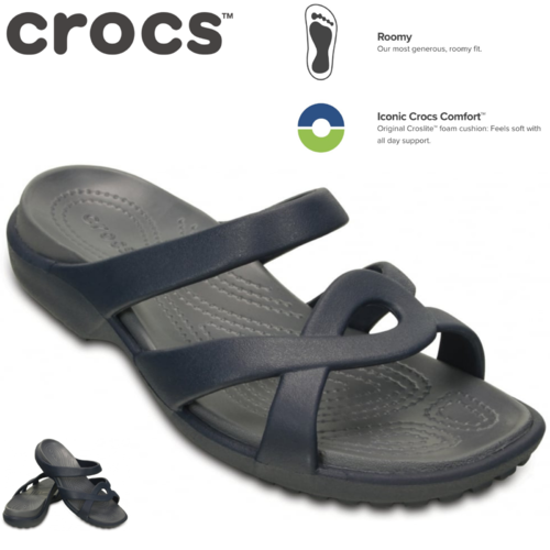 Crocs Womens Meleen Twist Sandals Shoes Slides - Navy/Storm