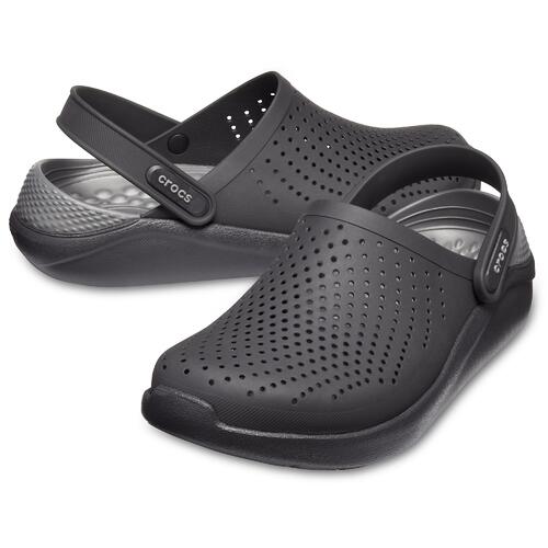 Crocs Mens LiteRide Clogs Sandals Shoes Summer Thongs Flip Flops - Black/Slate Grey