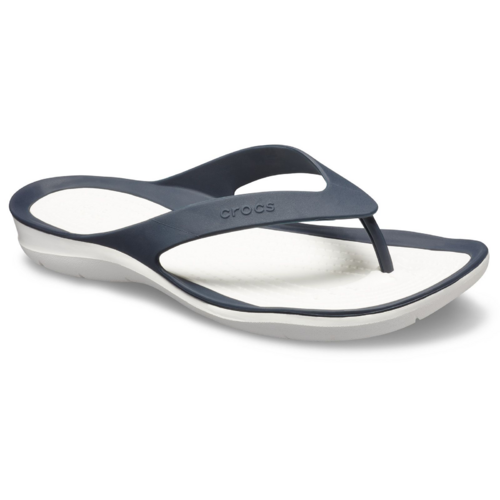 Crocs Womens Swiftwater Flip Flops Thongs - Navy/White