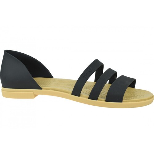 Crocs Womens Tulum Open Flat Ladies Shoes Sandals Slip-on - Black/Tan