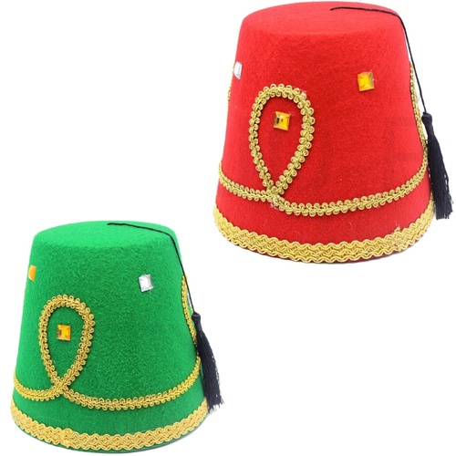 DELUXE TURKISH HAT Red Green Fez Tarboosh Dress Up Costume Party Moroccan