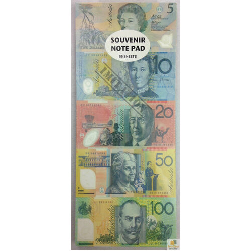 SOUVENIR NOTE PAD Children's Kids Toy Fake Pretend Play Australian Dollar Money 