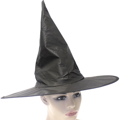 WITCH HAT Plain Black Halloween Costume Fancy Dress Womens Accessory Wizard