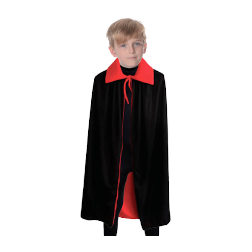 Halloween Kids Fancy Cape Red Black Long Cloak Coat Witch Ghost Vampire Costume