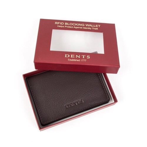 Dents RFID Pebble Grain Leather Credit Card Holder Minimalist - Chocolate