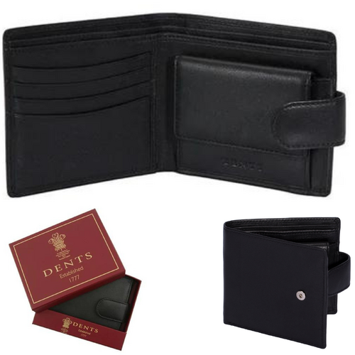 Nappa Leather Billfold Coin Pocket Wallet with RFID Protection in Black
