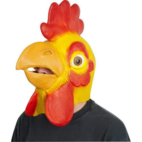 Full Head Rubber Chicken Mask Rooster Animal Fancy Dress Latex Halloween Hat