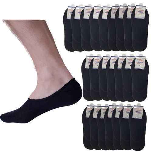 24x NO SHOW COTTON SOCKS Non Slip Heel Grip Low Cut Invisible Footlet Seamless