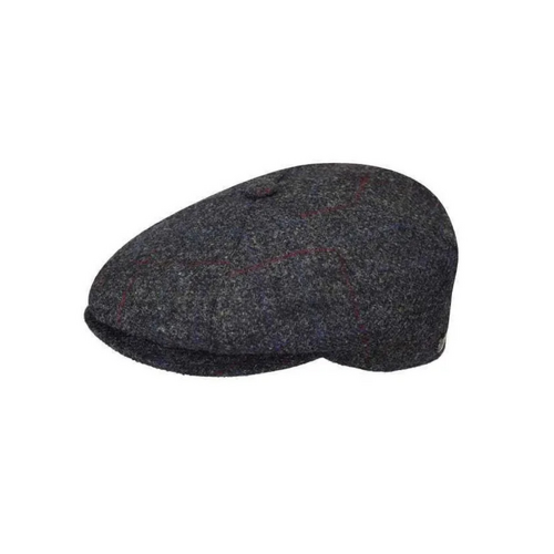 Bailey Mens Galvin Windowpane Plaid Ivy Wool Hat Made In Italy - Charcoal