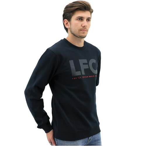 Liverpool FC Mens Crew Jumper Sweatshirt Winter Warm Soccer Football LFC - Navy