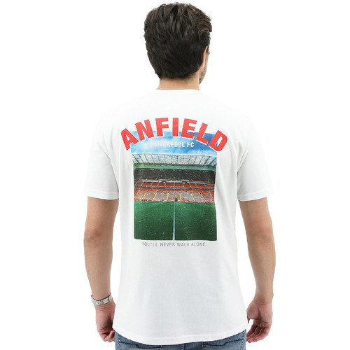 Liverpool FC Mens Crew T Shirt Tee Top Soccer Football - White Anfield