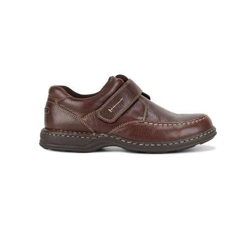 HUSH PUPPIES Mens Roger Slip On w Strap Extra Wide Leather Shoes - Brown