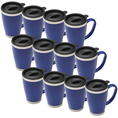 12x 425ml Double Walled Ranger Mug Travel Cup Thermal - Blue