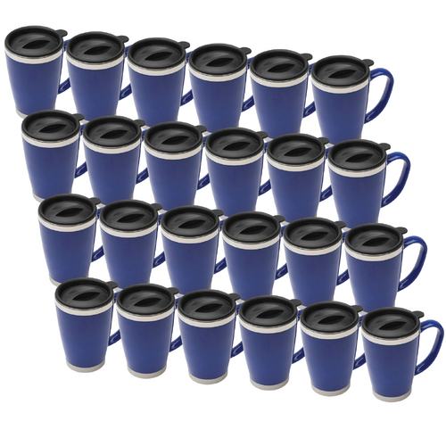 24x 425ml Double Walled Ranger Mug Travel Cup Thermal - Blue