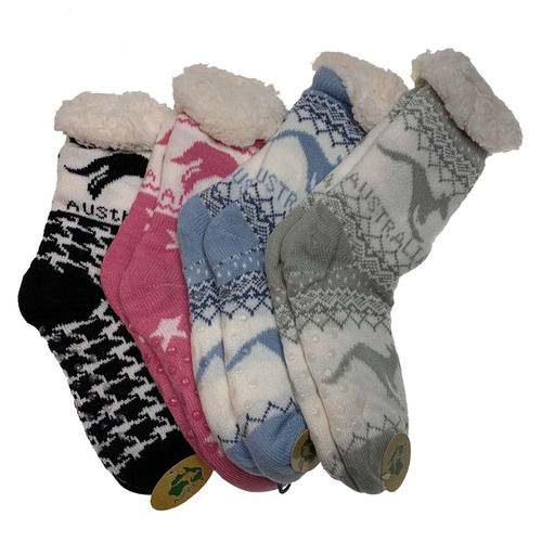 3 Pairs Unisex Thick Fur AUSTRALIA Bed Socks Soft Fluffy Non Slip Kangaroo Slipper Souvenir