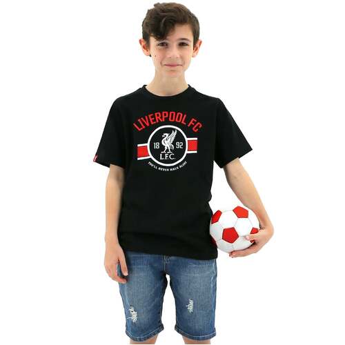 Liverpool FC Youth Boys Liverbird Crew T Shirt Top Tee Soccer LFC - Black