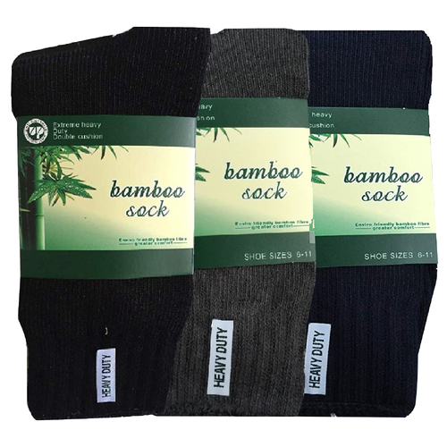 3 Pairs BAMBOO SOCKS Mens Heavy Duty Premium Thick Work Socks Cushion BULK