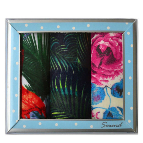 3x LADIES PREMIER SEWARD Floral Handkerchiefs 100% COTTON Hanky Gift Box 14426