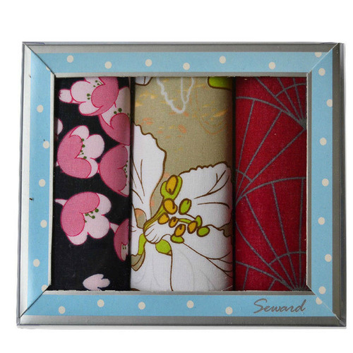 3x LADIES PREMIER SEWARD Floral Handkerchiefs 100% COTTON Hanky Gift Box 14427