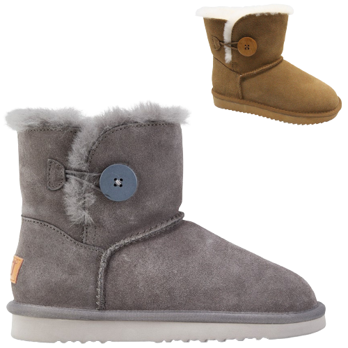 Grosby Womens Button UGG Boots Sheepskin Water Resistant Ankle Shoes Slippers