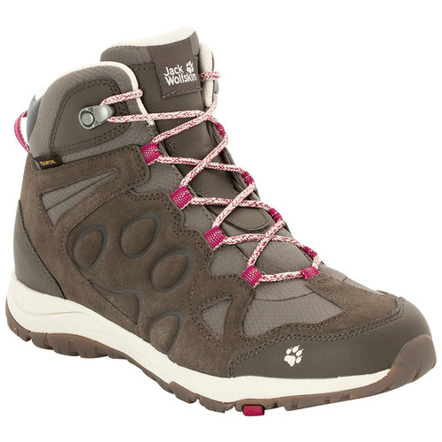 Jack Wolfskin Womens Waterproof Hiking Boots Shoes Rocksand Texapore Mid W - Dark Ruby