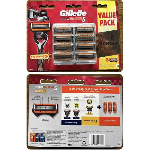 Gillette ProGlide5 Mens Power Razor Blades Value Pack- 1 Pack of 8 Cartridges