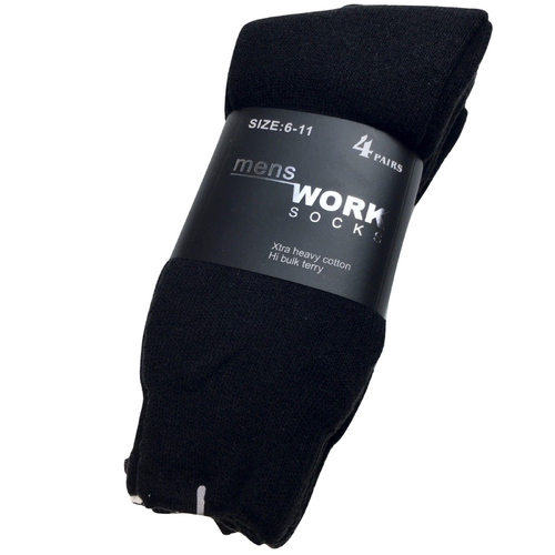 4 Pairs THICK WORK SOCKS Terry Cotton Extra Heavy Duty Outdoor Warm Mens Crew