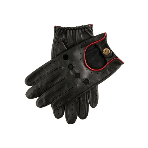 DENTS Mens Delta Classic Leather Driving Gloves - Black/Berry