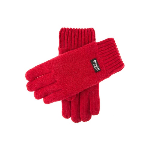 Dents Mens 100% Wool Knit Gloves with 3M Thinsulate Lining - Berry