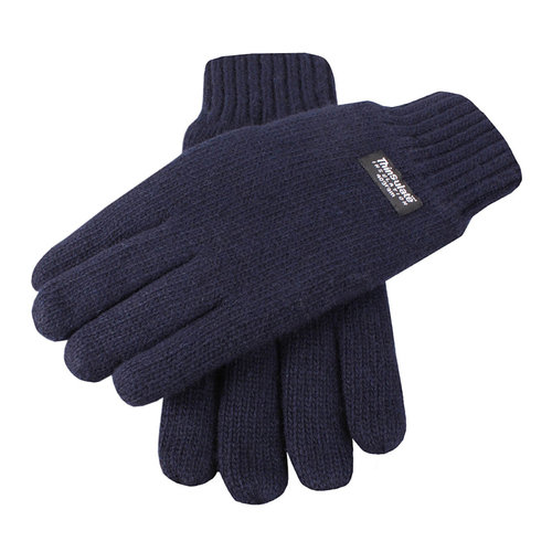 DENTS Mens 100% Wool Knit Gloves With Elasticated Rib Knit Cuff & 3M Thinsulate Lining