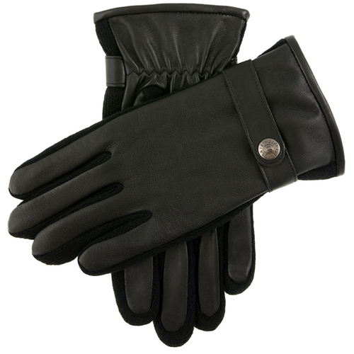 Dents Harpford Mens Leather Gloves w Knitted Sidewalls Driving - Black - M