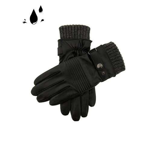 Dents Mens Sherston Water Resistant Stitch Detail Leather Gloves - Black