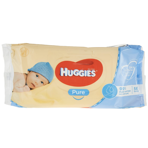 Huggies Pk56 Baby Wipes Pure Unscented Sticky Top