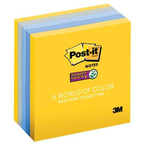 Post-it Super Sticky Notes, 3x3 in, 5 Pads, 2x the Sticking Power, New York Collection