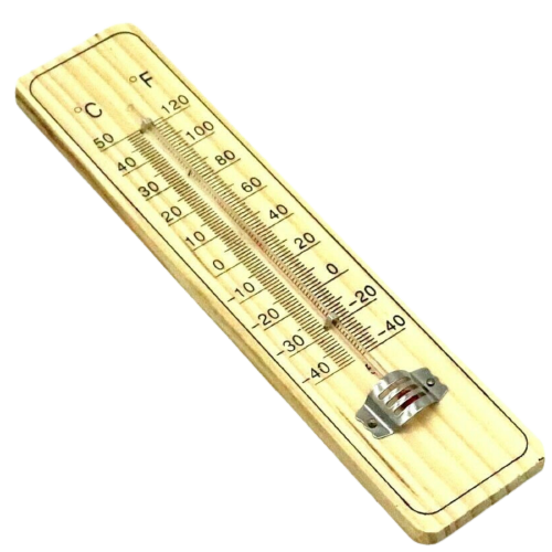 WOODEN THERMOMETER Indoor Outdoor Glass Wall Hanging Room Sensor Natural