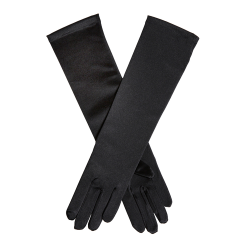 Dents Womens Long Below Elbow Satin Gloves In Black