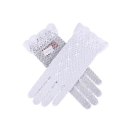 Dents Womens Hand Crochet Gloves in White