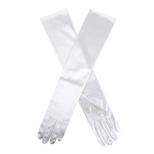 Dents Womens Long Above Elbow Satin Gloves in Ivory