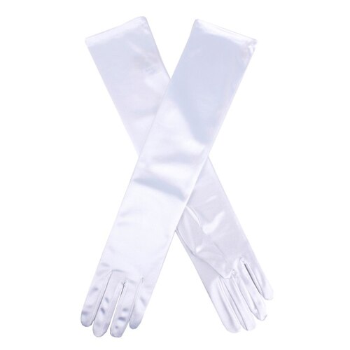 Dents Womens Long Above Elbow Satin Gloves in White